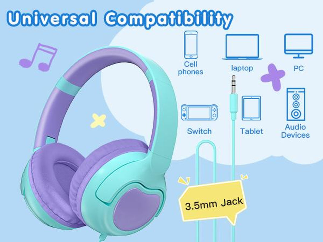 ZIHNIC R2 Wired Kids Headphones, Safe 85Db Volume Limit for Boys & Girls, Comfortable Earpads, Foldable Design for School, Tablets, and Travel-Red Earbuds Headset