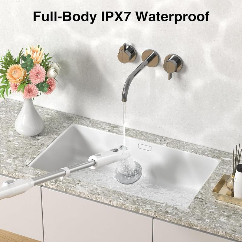Electric Spin Scrubber, Cordless Shower Scrubber Full-Body IPX7 Waterproof, Electric Cleaning Brush with 4 Replaceable Brush Headsand 3 Adjustable Extension Handle, 2-Speed for Bathroom, Kitchen, Toilet, Window, Pool, Dealsforyoudays