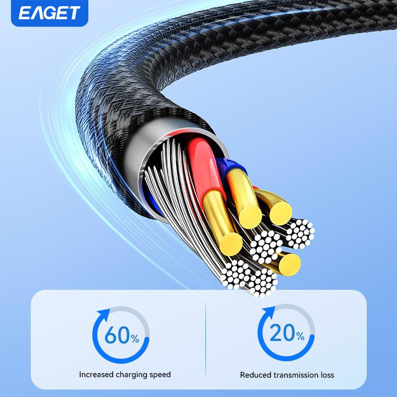 EAGET 66W Fast Charging USB-C Data Cable,Intelligent Digital Display Phone Charging Cable,Wear-Resistant Nylon Braided Durable Data Cable ,For Ip 12/13/14/15/16& Samsung/Android Cell Phone, Smartphone Accessories,Dealsforyoudays