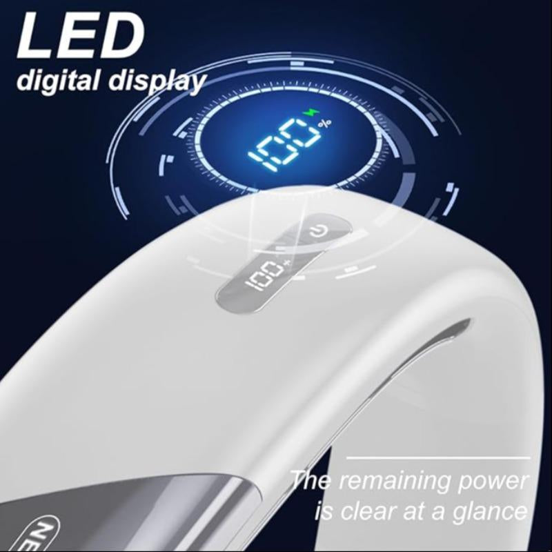 Portable Neck Hanging Fan, USB Rechargeable Wearable Personal Neck Cooling Fan, 5 Speeds, Digital Display, Hands-Free Cooler for Outdoor Travel Indoor