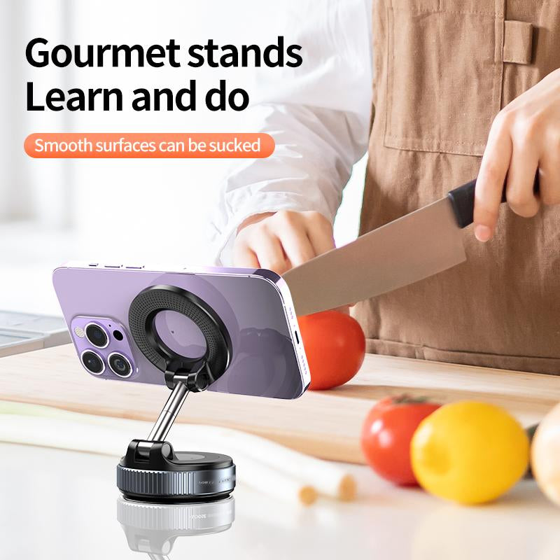 Magnetic Phone Mount, Suction Car Phone Holder, Vacuum Phone Mount with One-Step Lock, Compact & Stable Design for Car Accessories