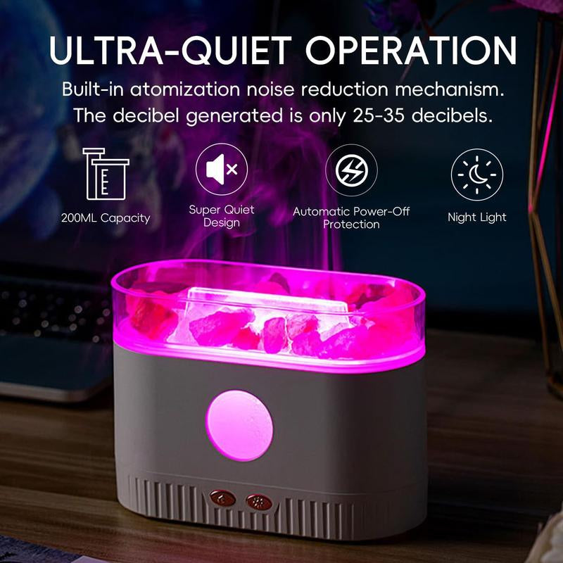 Aromatherapy Essential Oil Diffuser, 3-In-1 Himalayan Salt Lamp Diffuser with 7 Color Lights, 200Ml Ultrasonic Cool Mist Humidifier for Home Bedroom Yoga, Himalayan Pink Salt Therapy