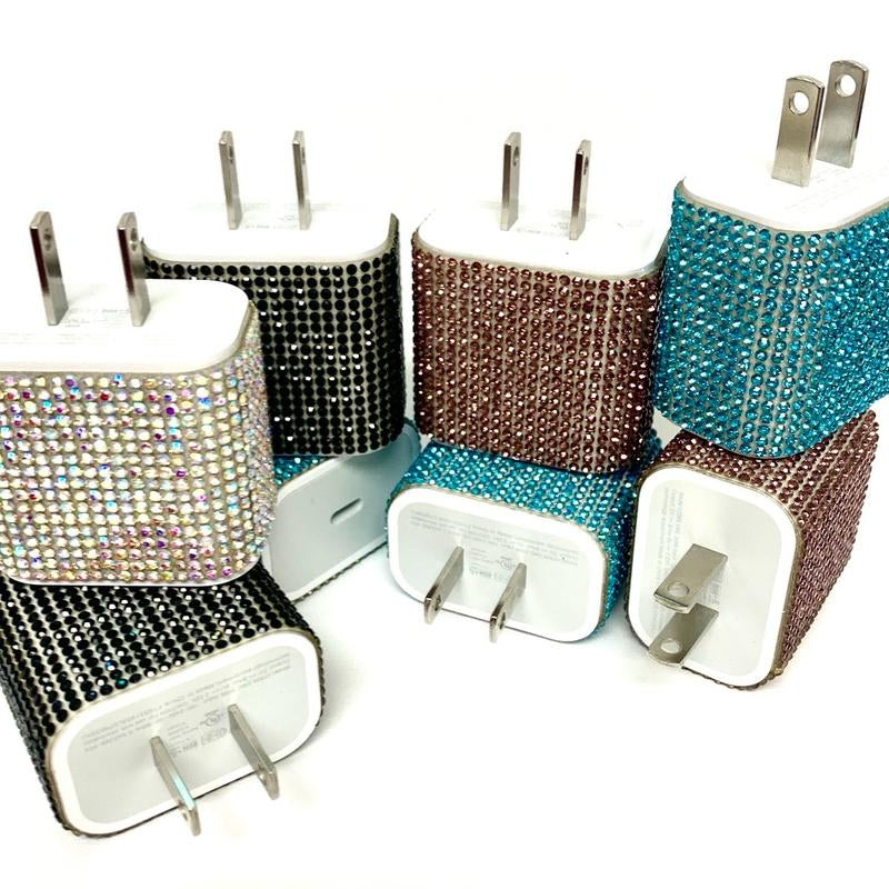 Blinged Out Lightening Cable and Charging Block Charger Usb Smartphone Mobile Electronic Cellphone