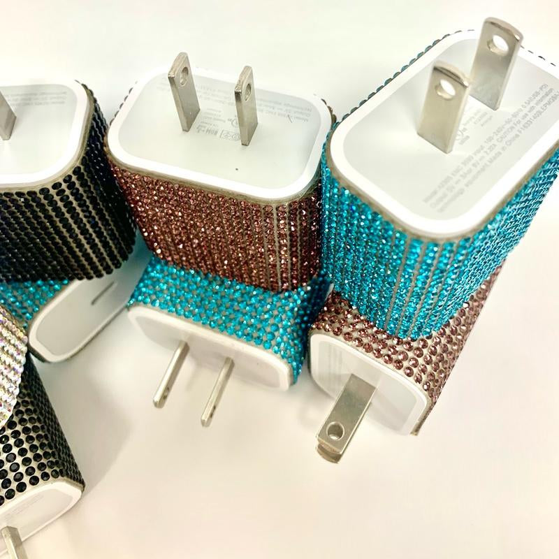 Blinged Out Lightening Cable and Charging Block Charger Usb Smartphone Mobile Electronic Cellphone