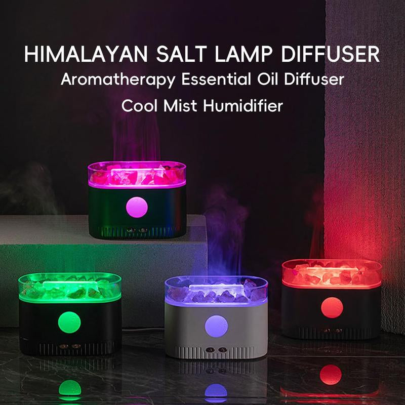 Aromatherapy Essential Oil Diffuser, 3-In-1 Himalayan Salt Lamp Diffuser with 7 Color Lights, 200Ml Ultrasonic Cool Mist Humidifier for Home Bedroom Yoga, Himalayan Pink Salt Therapy