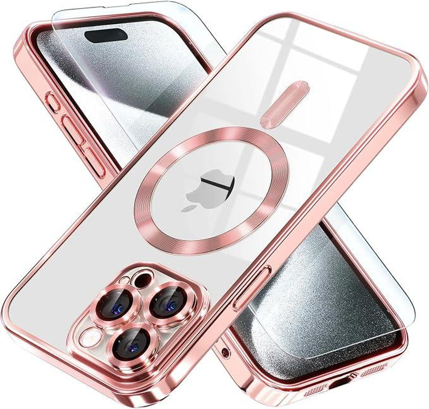 Entronix Case for Apple Iphone 16/15/14/13/12/11, Plus, Pro Max - [Magsafe-Compatible] Glossy Cover & 1 Clear Screen Protector, Smartphone Accessories