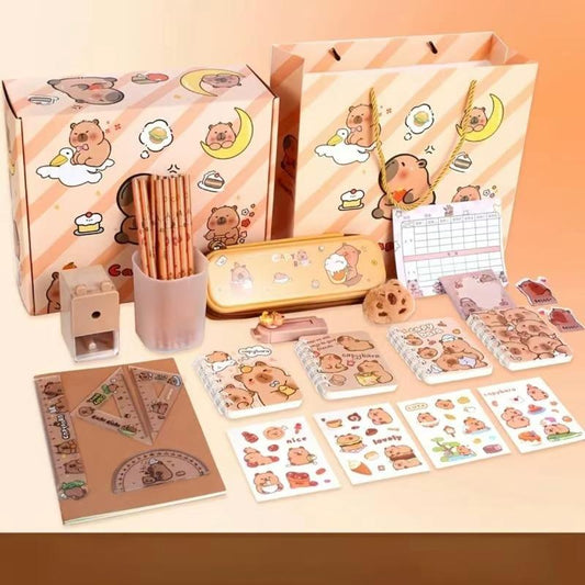 Cartoon Capybara Stationery Gift Box - 1 Set Cute Random Color School Supplies, Perfect Present for Friends & Students Pen Bag