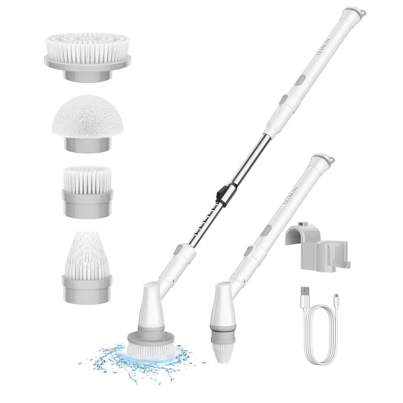Electric Spin Scrubber, Cordless Shower Scrubber Full-Body IPX7 Waterproof, Electric Cleaning Brush with 4 Replaceable Brush Headsand 3 Adjustable Extension Handle, 2-Speed for Bathroom, Kitchen, Toilet, Window, Pool, Dealsforyoudays
