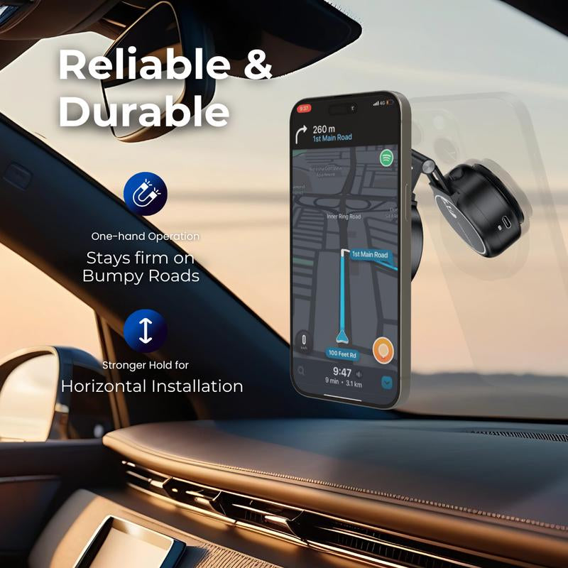 Electronic Vacuum Magnetic Car Phone Holder, Dual-Side Telescopic Adjustment,Folding,Metal, Smartphone Accessories Mount