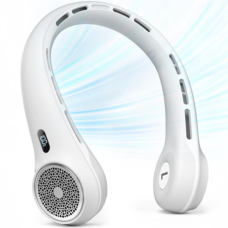 Frsara Neck Fan, Portable Neck Fan with LED Display, 360° Cooling, 3-Speed Adjustment & Whisper-Quiet Operation, Twistable, Rechargeable, Gift for Women Men, Outdoor Indoor as Travel Essential