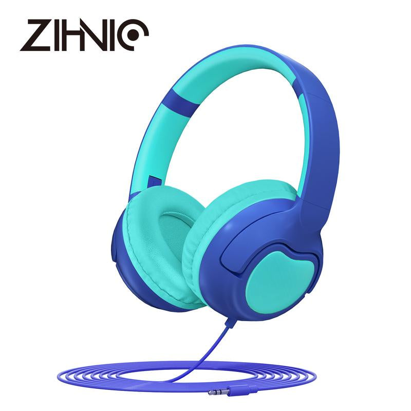 ZIHNIC R2 Wired Kids Headphones, Safe 85Db Volume Limit for Boys & Girls, Comfortable Earpads, Foldable Design for School, Tablets, and Travel-Red Earbuds Headset