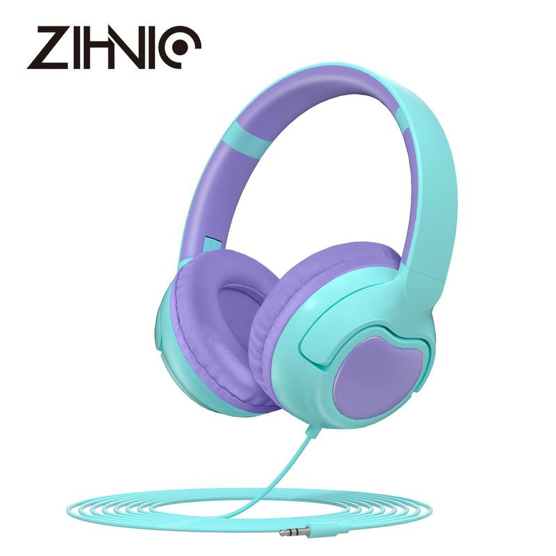 ZIHNIC R2 Wired Kids Headphones, Safe 85Db Volume Limit for Boys & Girls, Comfortable Earpads, Foldable Design for School, Tablets, and Travel-Red Earbuds Headset