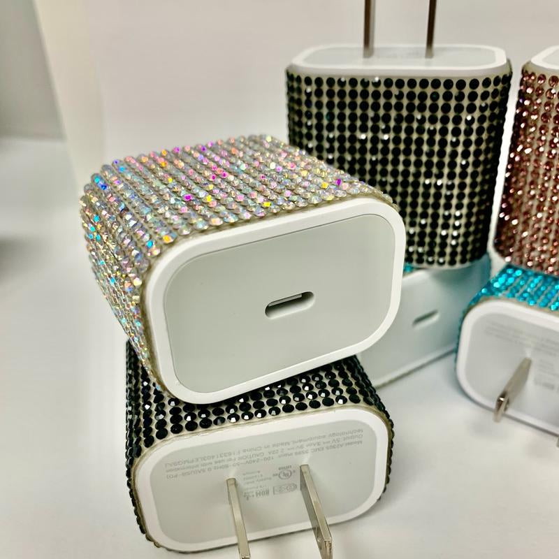 Blinged Out Lightening Cable and Charging Block Charger Usb Smartphone Mobile Electronic Cellphone