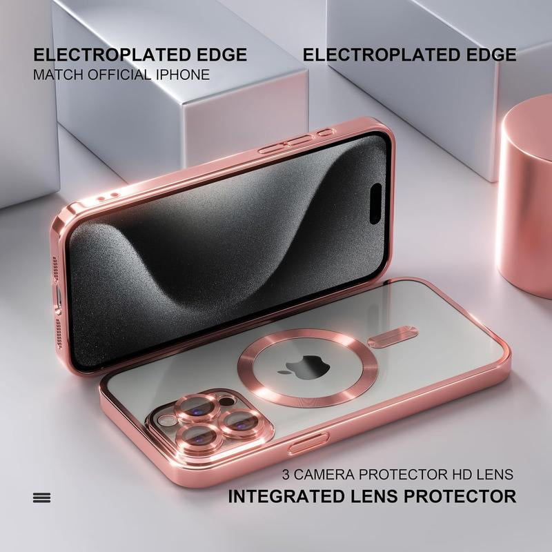 Entronix Case for Apple Iphone 16/15/14/13/12/11, Plus, Pro Max - [Magsafe-Compatible] Glossy Cover & 1 Clear Screen Protector, Smartphone Accessories