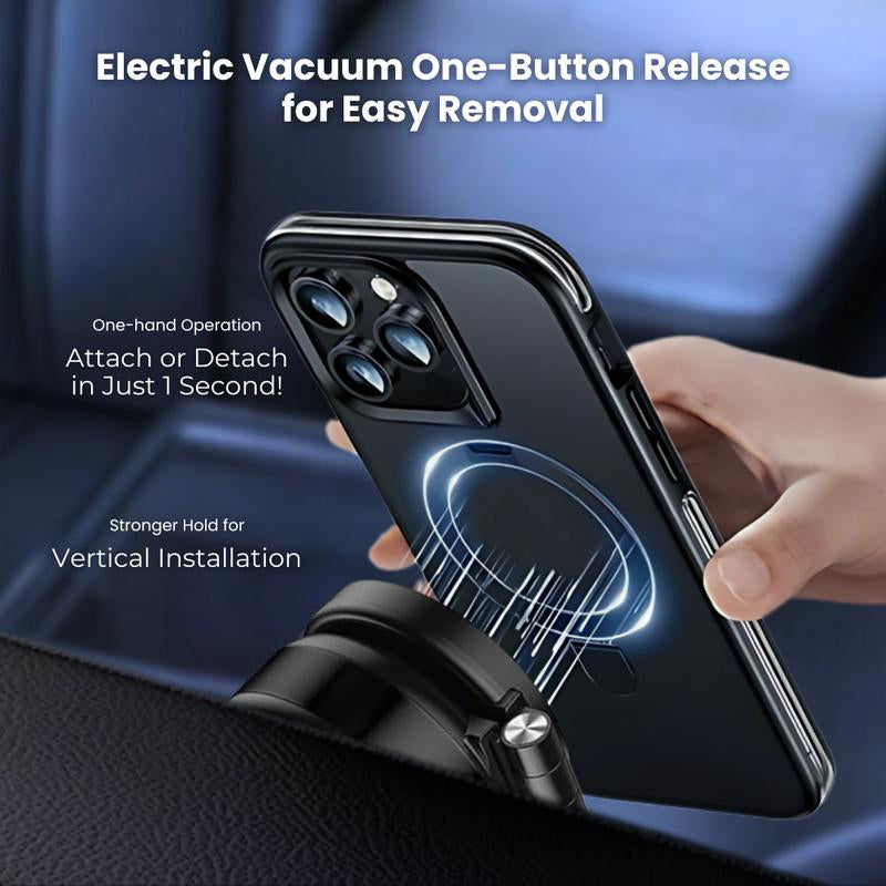 Electronic Vacuum Magnetic Car Phone Holder, Dual-Side Telescopic Adjustment,Folding,Metal, Smartphone Accessories Mount