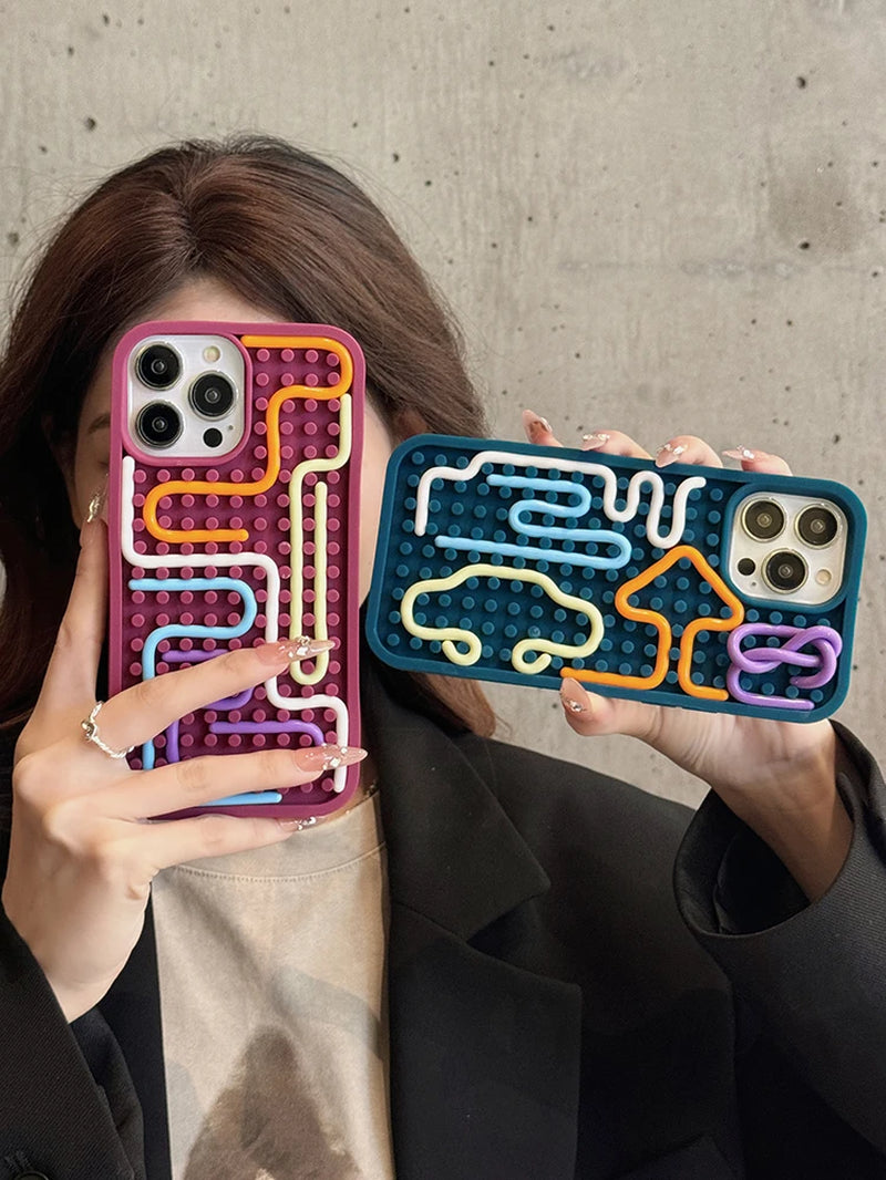 Funny Sensory Activity Board Silicone Decompression Phone Case for Iphone 16 15 14 13 12 11 Pro Max Soft Back Cover